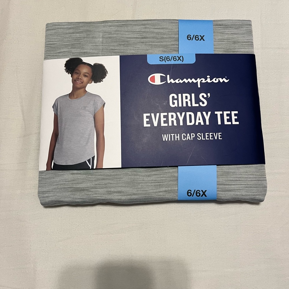 Girl’s Champion Everyday Tee with Cap Sleeve Grey Heather